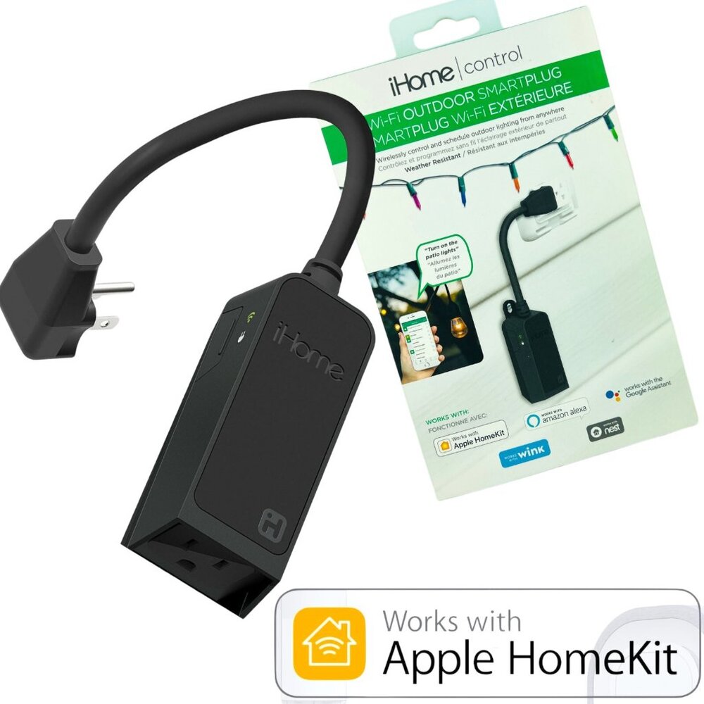 iHome ISP100 Outdoor HomeKit Smart Plug Weather Resistant WiFi